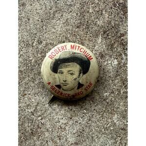 VTG 1940s/50s Robert Mitchum Actor Promo 1/2" Pin Quaker Cereal Cape Fear